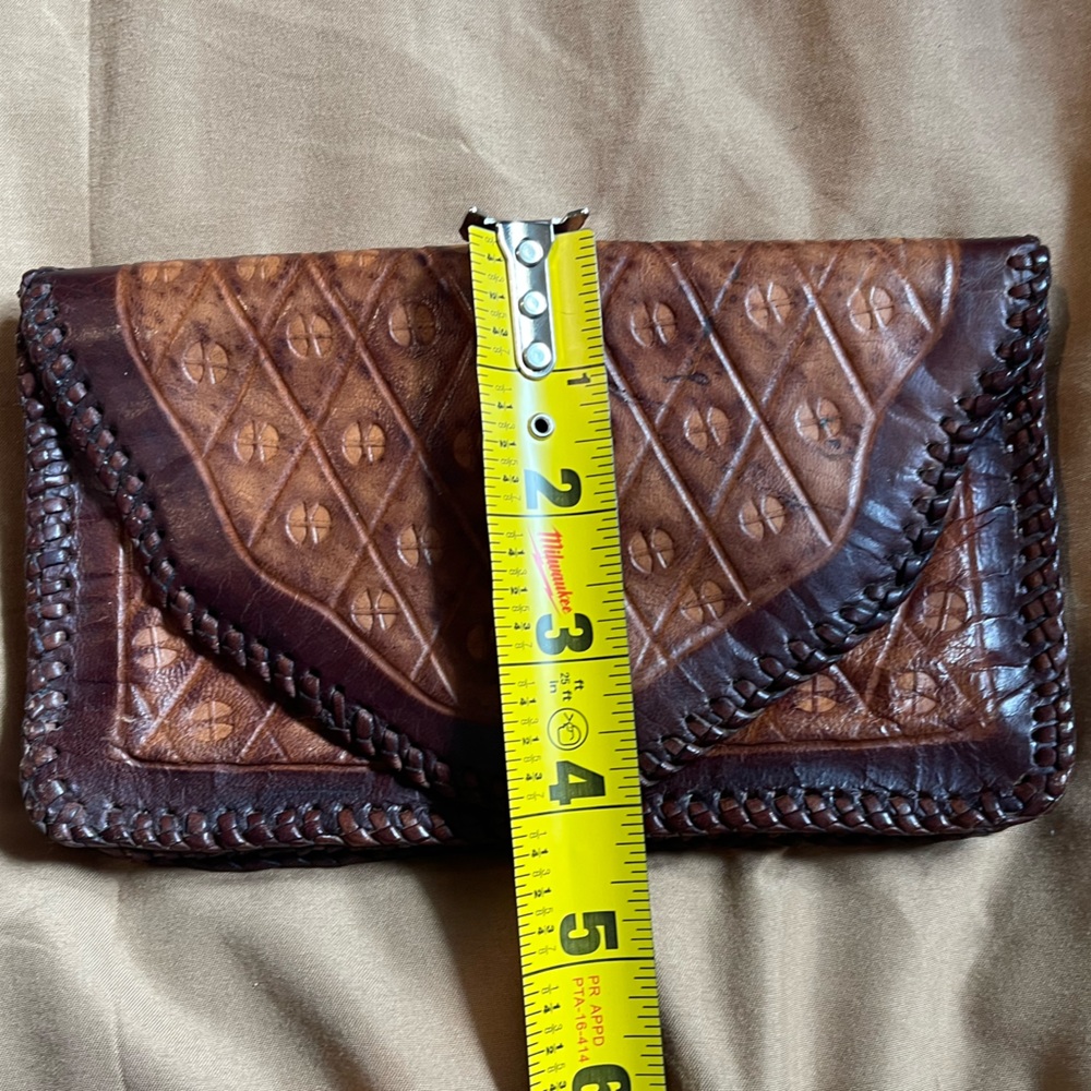 Vintage Ecuadorian Genuine Leather Handmade Wallet Pouch Purse Clutch - Picture 6 of 7